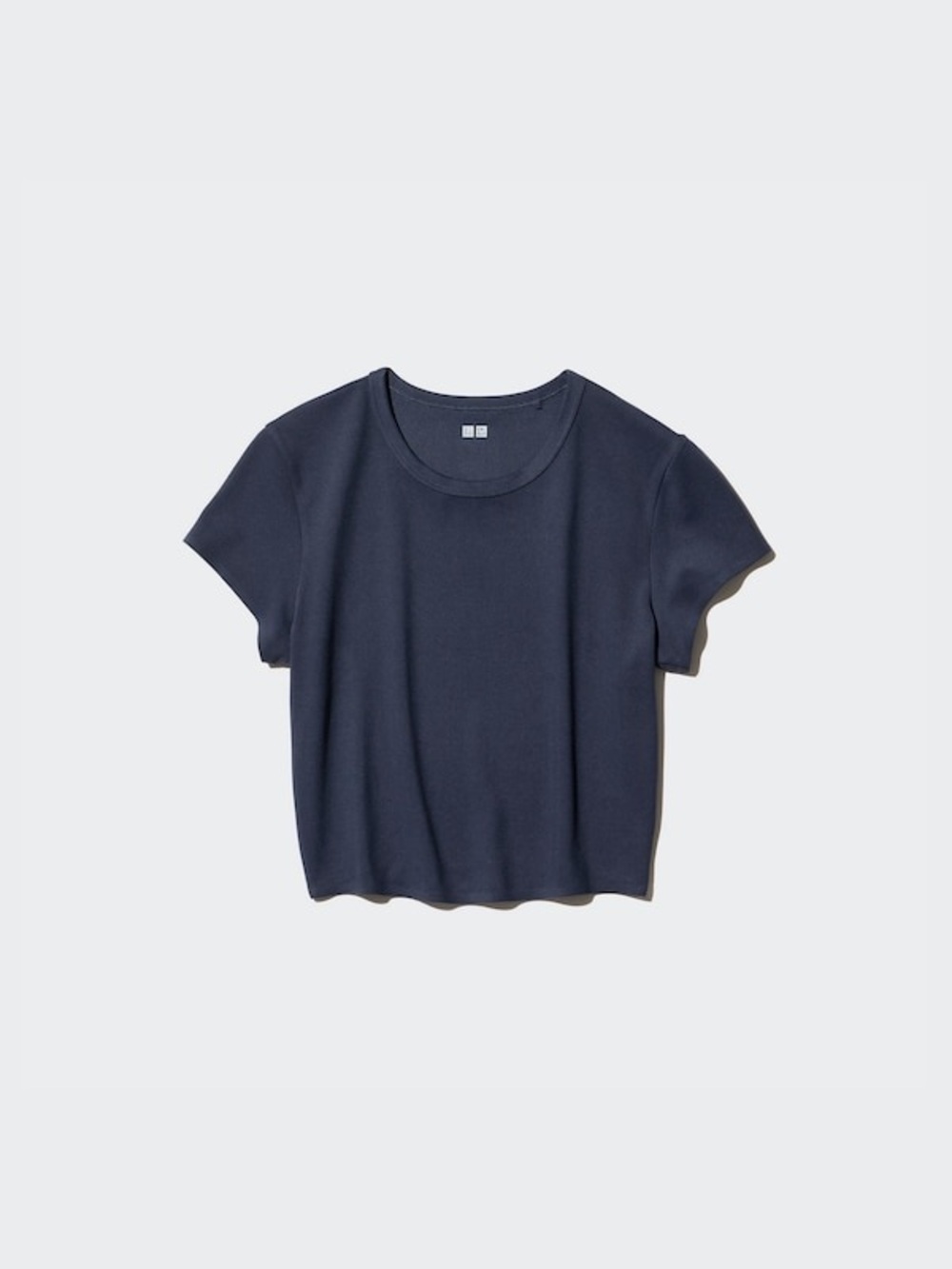 Uniqlo AIRism Soft Cropped T-Shirt in Navy Size: XL